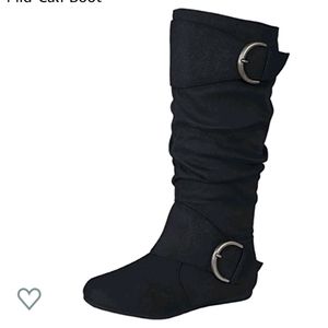 Women's Closed Round Toe Buckle Slouch Flat Heel M